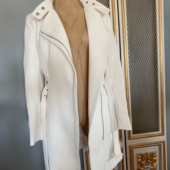 Kenneth Cole Asymmetrical Belted Trench Coat Opal - Picture 6 of 8